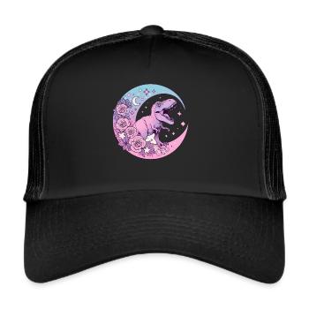 Pastell Goth T-Rex Kawaii Ästhetischer Gruseliger - Trucker Cap - Schwarz/Schwarz - Vorne