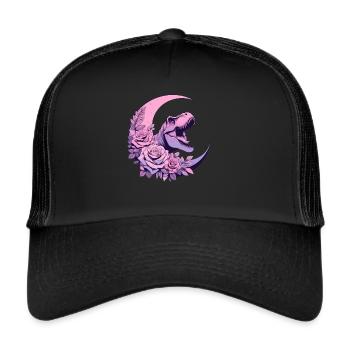 Pastell Goth T-Rex Kawaii Ästhetischer Gruseliger - Trucker Cap - Schwarz/Schwarz - Vorne
