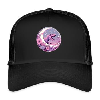 Pastell Goth T-Rex Kawaii Ästhetischer Gruseliger - Trucker Cap - Schwarz/Schwarz - Vorne