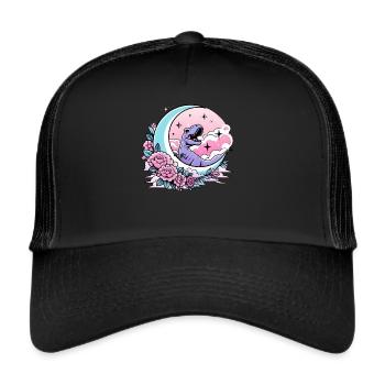 Pastell Goth T-Rex Kawaii Ästhetischer Gruseliger - Trucker Cap - Schwarz/Schwarz - Vorne