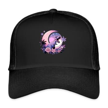 Pastell Goth T-Rex Kawaii Ästhetischer Gruseliger - Trucker Cap - Schwarz/Schwarz - Vorne
