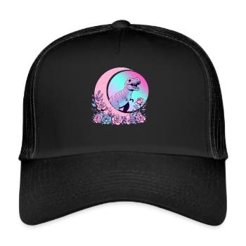 Pastell Goth T-Rex Kawaii Ästhetischer Gruseliger - Trucker Cap - Schwarz/Schwarz - Vorne