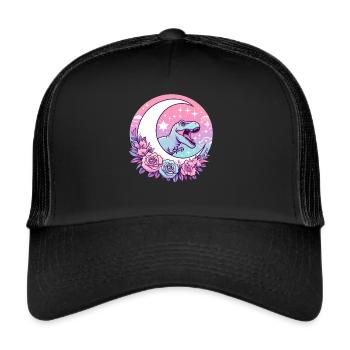 Pastell Goth T-Rex Kawaii Ästhetischer Gruseliger - Trucker Cap - Schwarz/Schwarz - Vorne