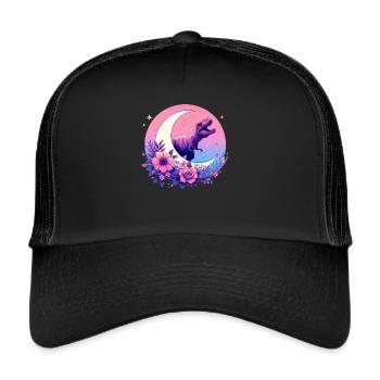 Pastell Goth T-Rex Kawaii Ästhetischer Gruseliger - Trucker Cap - Schwarz/Schwarz - Vorne
