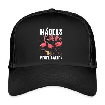 Mädels Egal Was Passiert Pegel Halten - Trucker Cap - Schwarz/Schwarz - Vorne