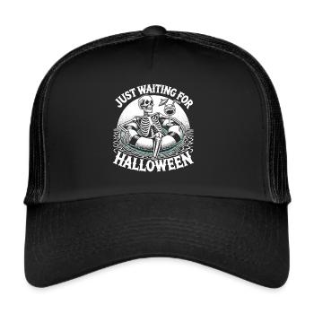 Squelette détendu Halloween attendant Halloween - Casquette trucker  - noir/noir - Devant