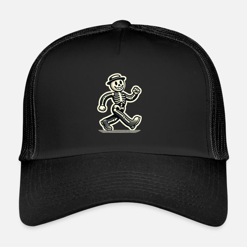Retro Vintage Cartoon Halloween Bone Skeleton Trucker Cap