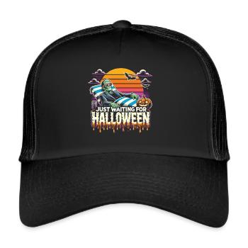 Gruseliges Monster entspannt sich am Strand - Trucker Cap - Schwarz/Schwarz - Vorne
