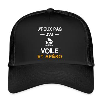 je peux pas j'ai voile apéro planchiste - Casquette trucker  - noir/noir - Devant