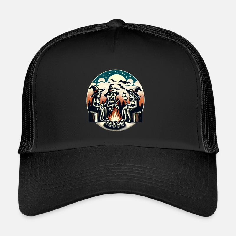 Camping Campfire Vintage Witches Design - Trucker Cap - black/black