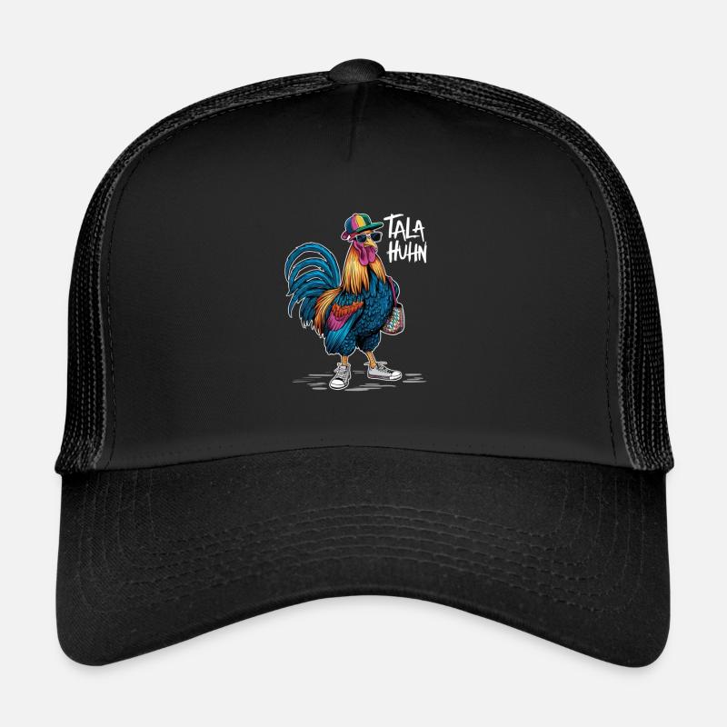 Tala Huhn Bunter Hühnchen Mit Sonnenbrille - Trucker Cap - Schwarz/Schwarz
