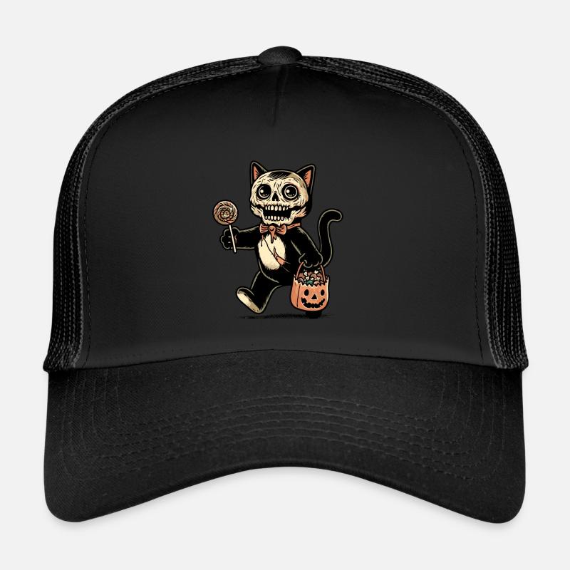 Gruselige Zombie Katze Süßes Oder Saures Trucker Cap