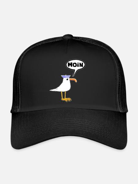 Moin Seagull Rubber Boots Boots Speech Bubble - Trucker Cap - black/black - Front
