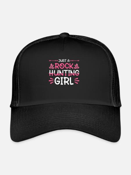 Géologue Collectionneur de pierres Juste une fille chasseuse de roches - Casquette trucker  - noir/noir - Devant