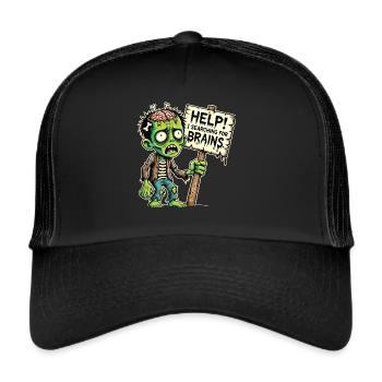 Witziges Männer Zombie T-Shirt für Halloween - Trucker Cap - Schwarz/Schwarz - Vorne