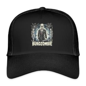 T-shirt d’Halloween zombie de bureau – Squelette en costume - Casquette trucker  - noir/noir - Devant