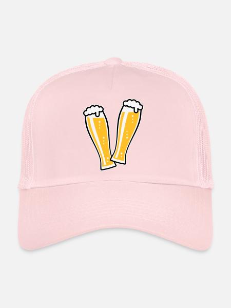 2 Weißbiergläser Stoßen An (Bier Weizenbier / 3C) - Trucker Cap - Hellrosa - Vorne