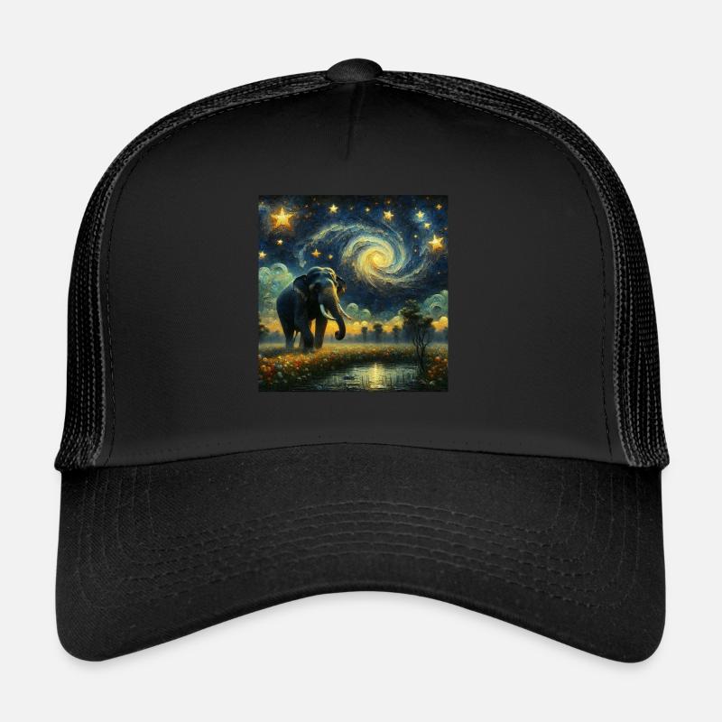 Sumatran Elefant Starry Night Trucker Cap