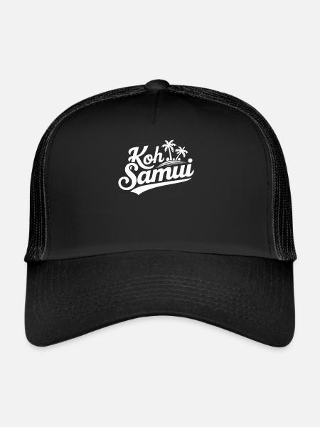 Koh Samui Souvenir Palmiers Beach Design - Casquette trucker  - noir/noir - Devant