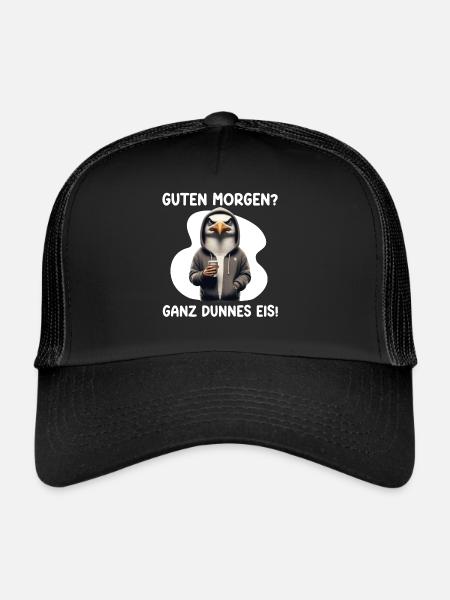 Bonjour? très mince glace mouettes drôle - Casquette trucker  - noir/noir - Devant