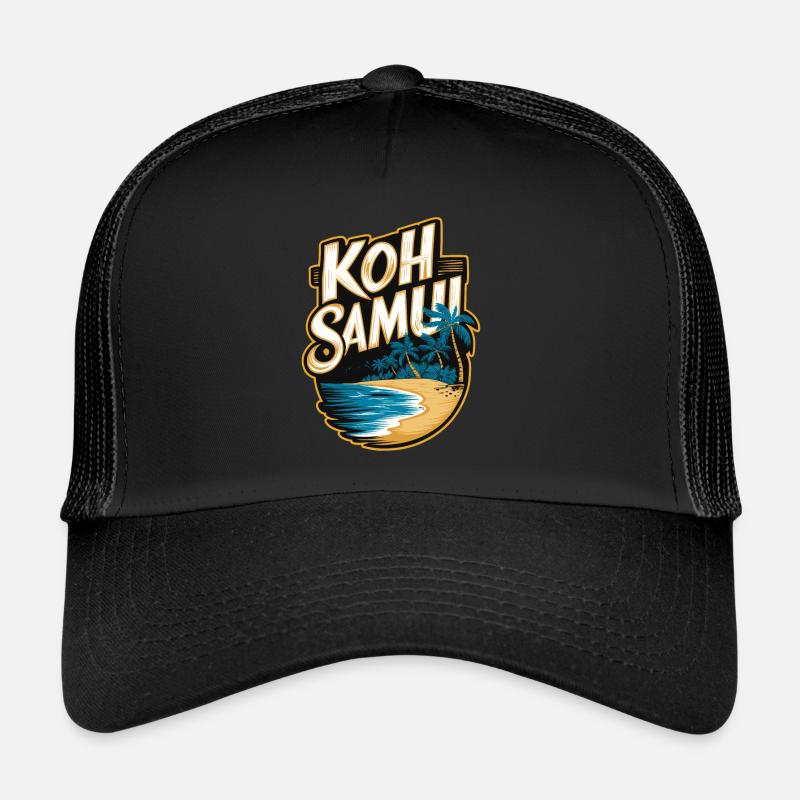 Koh Samui souvenir beach and palm trees Trucker Cap