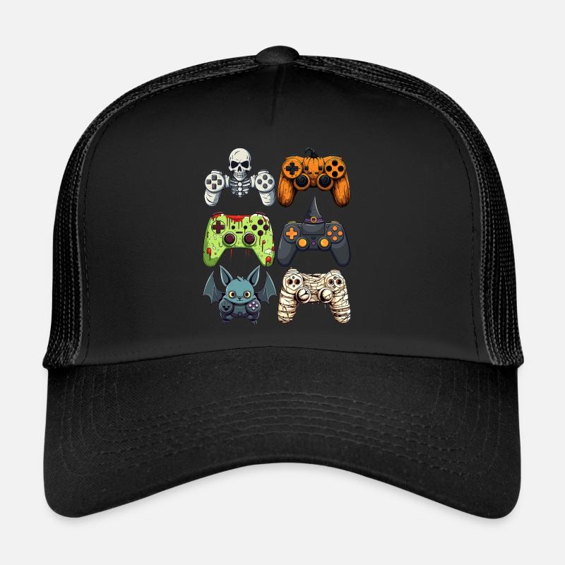 Halloween Gaming Controllers Witch Zombie Mummy Trucker Cap