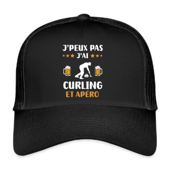 I can't I curling aperitif humor gift - Trucker Cap - black/black - Front