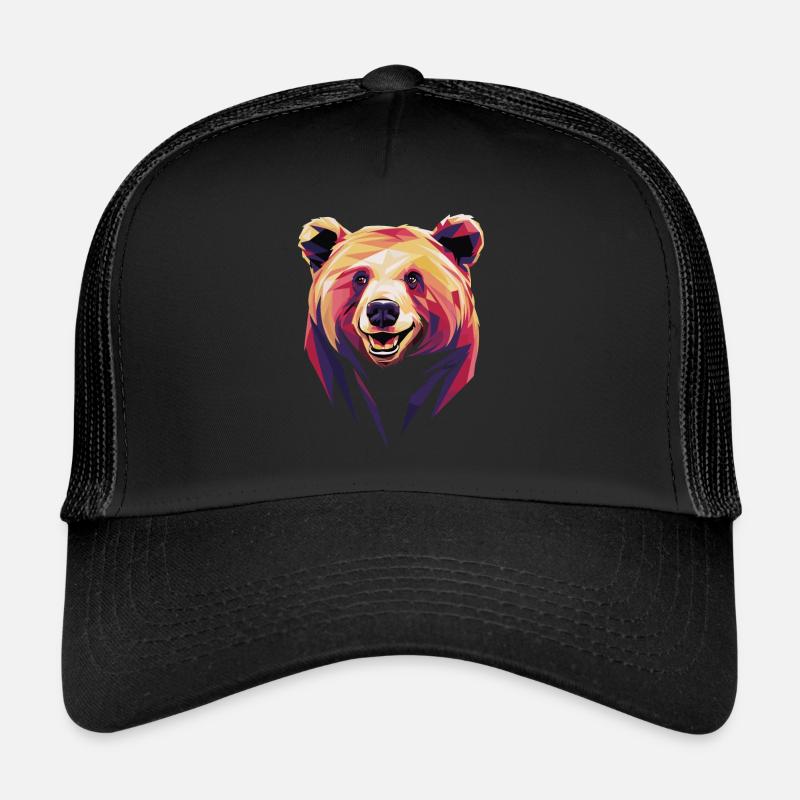 Bunter Polygonaler Bär Kopf Kunstwerk Trucker Cap