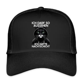 I'm allowed to look like I had night shift cat - Trucker Cap - black/black - Front