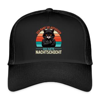 I'm allowed to look like I had night shift cat - Trucker Cap - black/black - Front