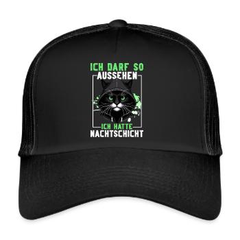 I'm allowed to look like I had night shift cat - Trucker Cap - black/black - Front