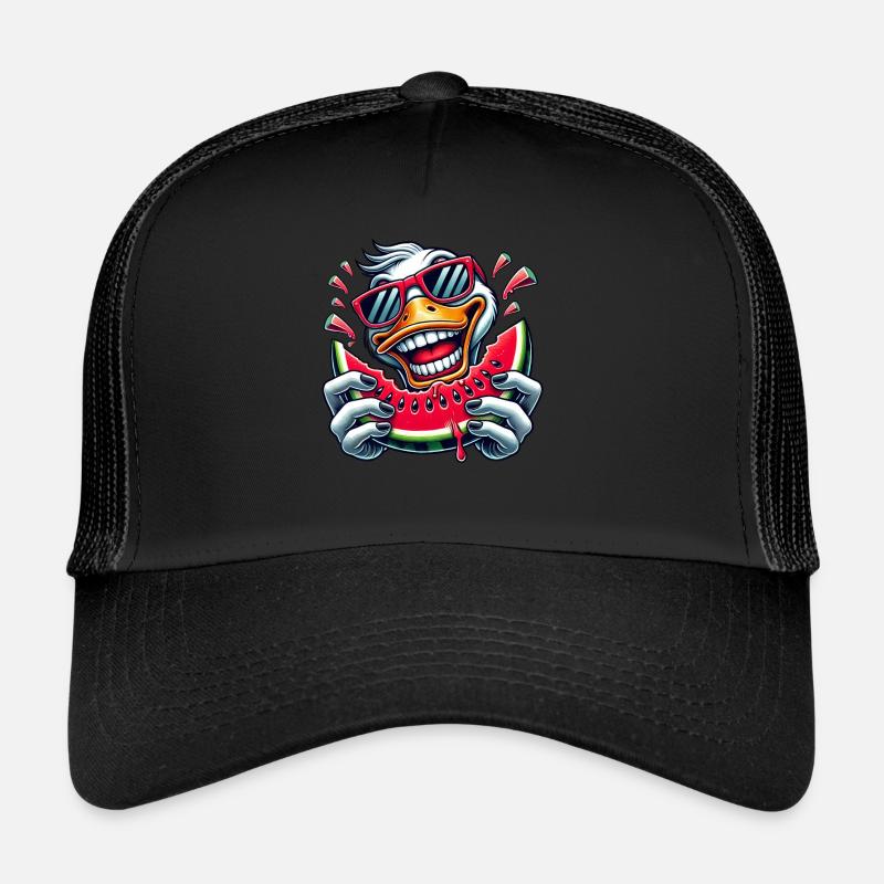 Cool Duck Summer Watermelon Comic - Trucker Cap - black/black