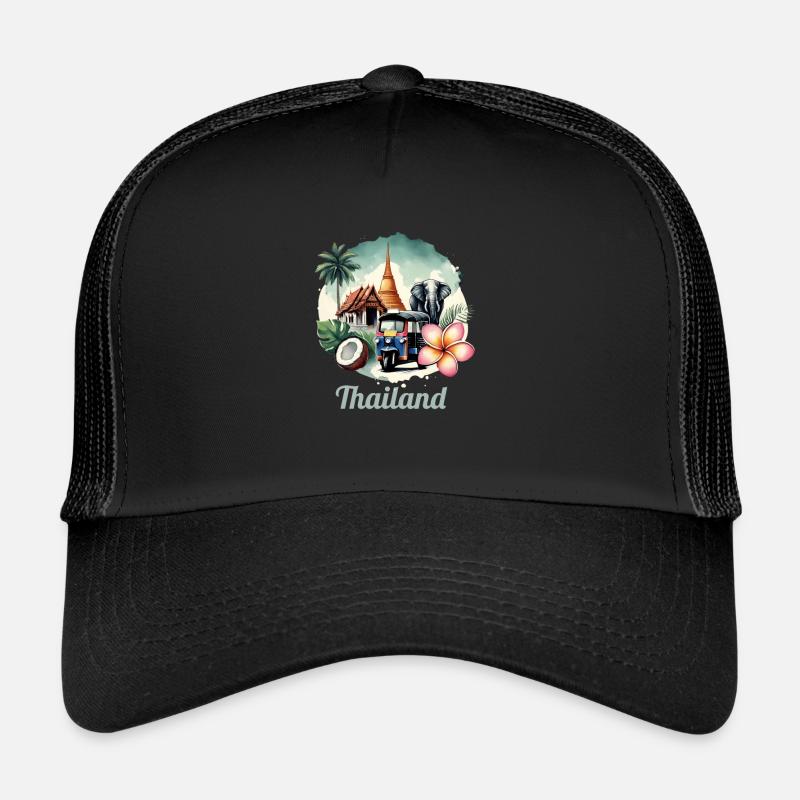 Temple thaïlandais éléphant pagode de Bangkok Casquette trucker 