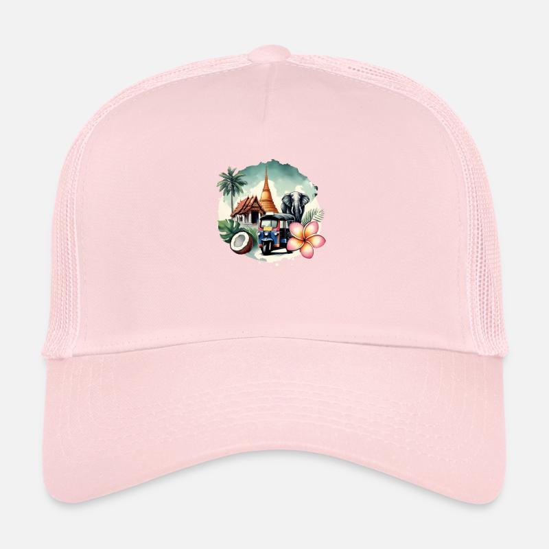 Temple thaïlandais éléphant pagode de Bangkok Casquette trucker 