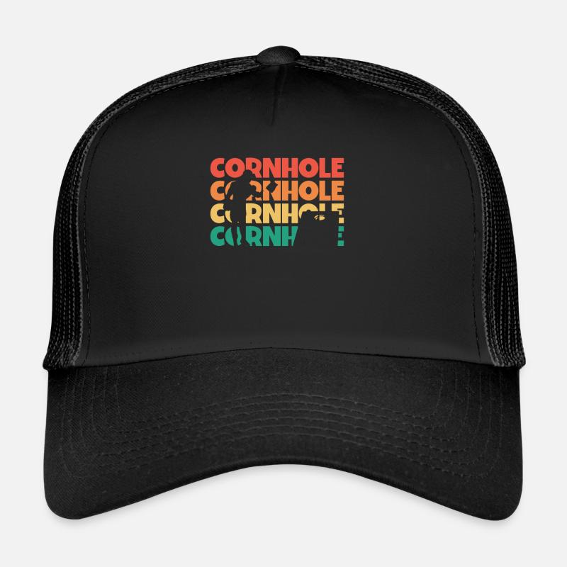 Cornhole Retro Text Spiel Bretter Sitzsack Cornhole - Trucker Cap - Schwarz/Schwarz