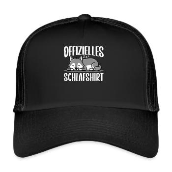 Official Sleeping Shirt She-Wolf Funny Wolf - Trucker Cap - black/black - Front