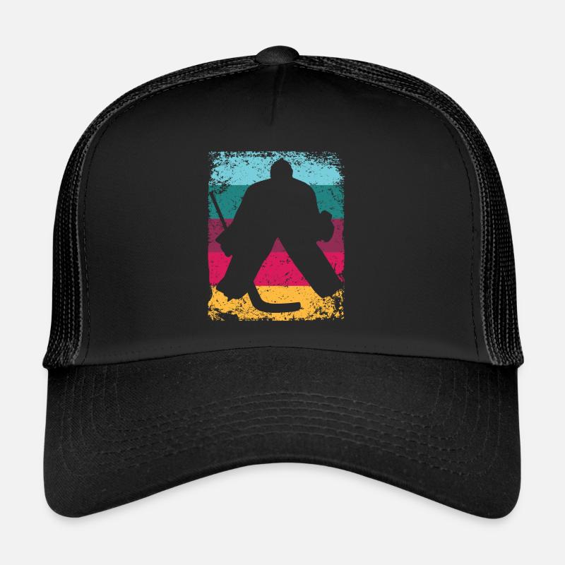 Eishockeyspieler Vintage Eishockey - Trucker Cap - Schwarz/Schwarz