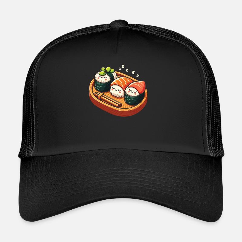 Sushi Essen Japan Nigiri Geschenk - Trucker Cap - Schwarz/Schwarz