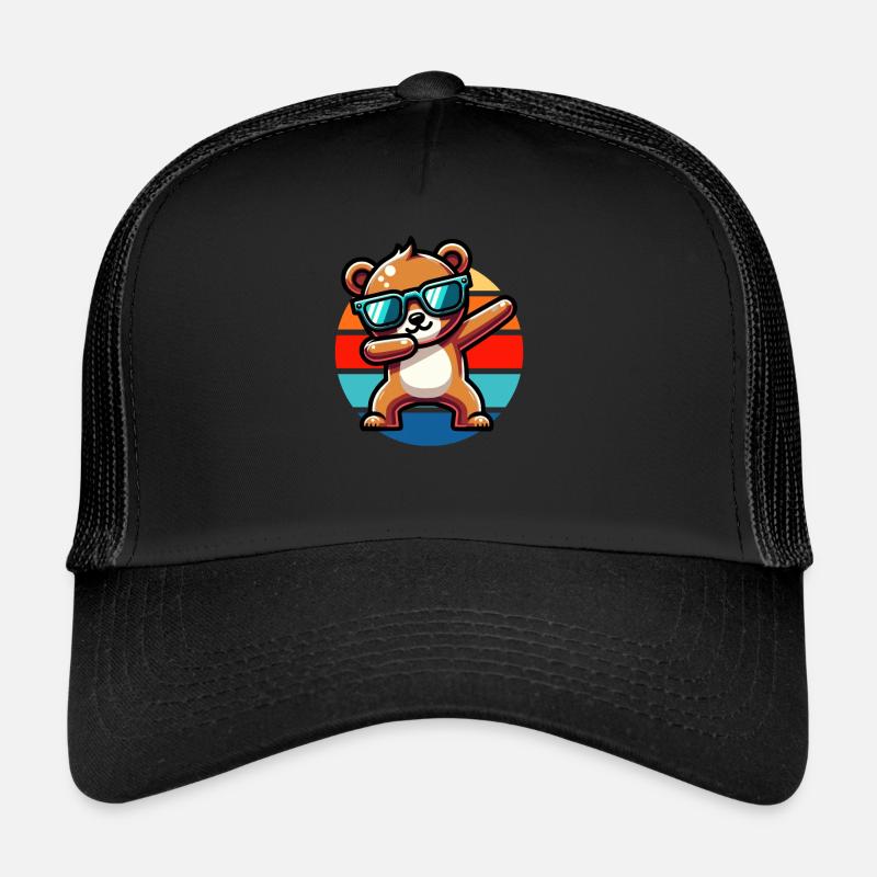 Dabbing Bear Vintage Sunset Trucker Cap