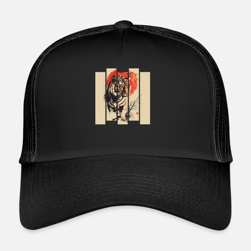 80s Retro Japanese Tiger - Trucker Cap - black/black