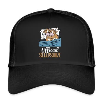 Cow Official Sleep Shirt Funny Cow Pajamas - Trucker Cap - black/black - Front