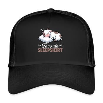 Cow Official Sleep Shirt Funny Cow Pajamas - Trucker Cap - black/black - Front
