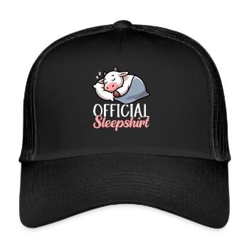 Cow Official Sleep Shirt Funny Cow Pajamas - Trucker Cap - black/black - Front