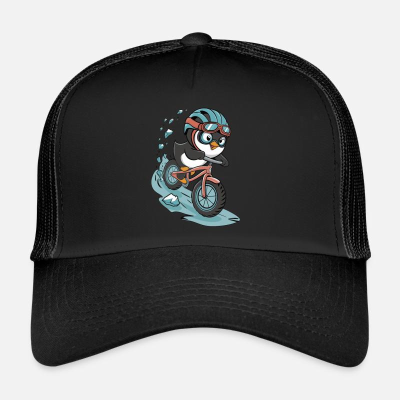 Fahrradfahrender Pinguin in Action Trucker Cap