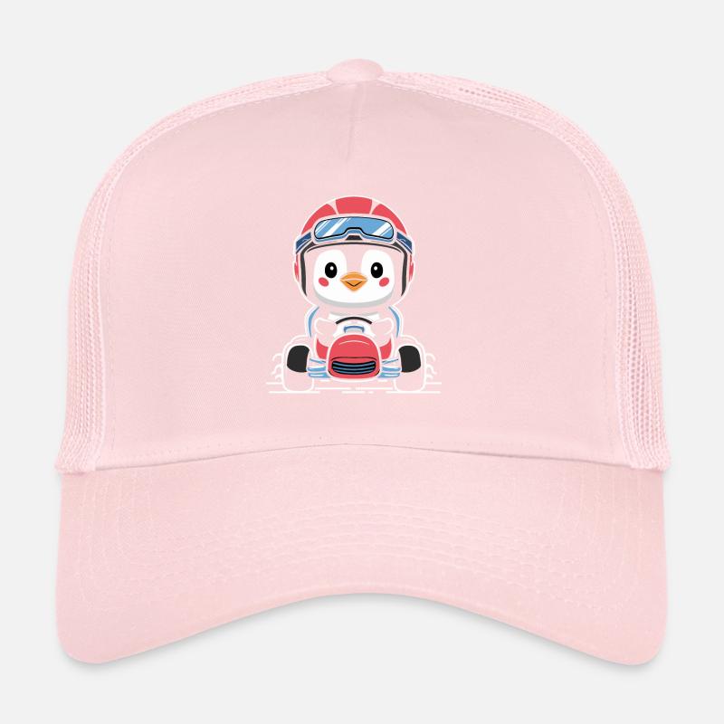 Mignon pingouin pilote de course en kart Casquette trucker 