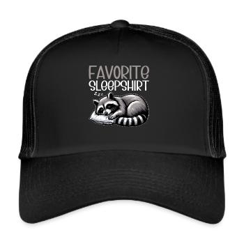 Official Sleeping Shirt Funny Raccoon - Trucker Cap - black/black - Front
