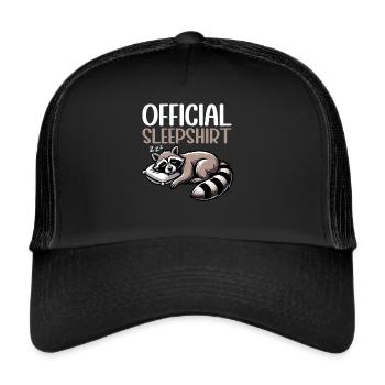 Official Sleeping Shirt Funny Raccoon - Trucker Cap - black/black - Front