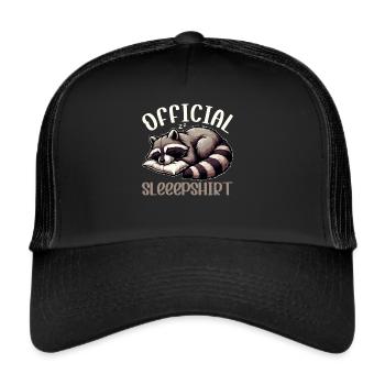 Official Sleeping Shirt Funny Raccoon - Trucker Cap - black/black - Front
