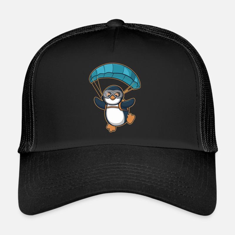Parachutisme pingouin dans l’aventure Casquette trucker 
