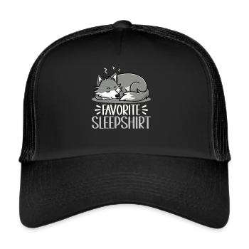 Official Sleeping Shirt She-Wolf Funny Wolf - Trucker Cap - black/black - Front
